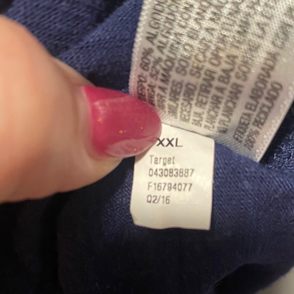 Mossimo Navy Raglan Tee Long Sleeve Pocket Colorblock Casual Top XXL Y2k - Picture 6 of 6